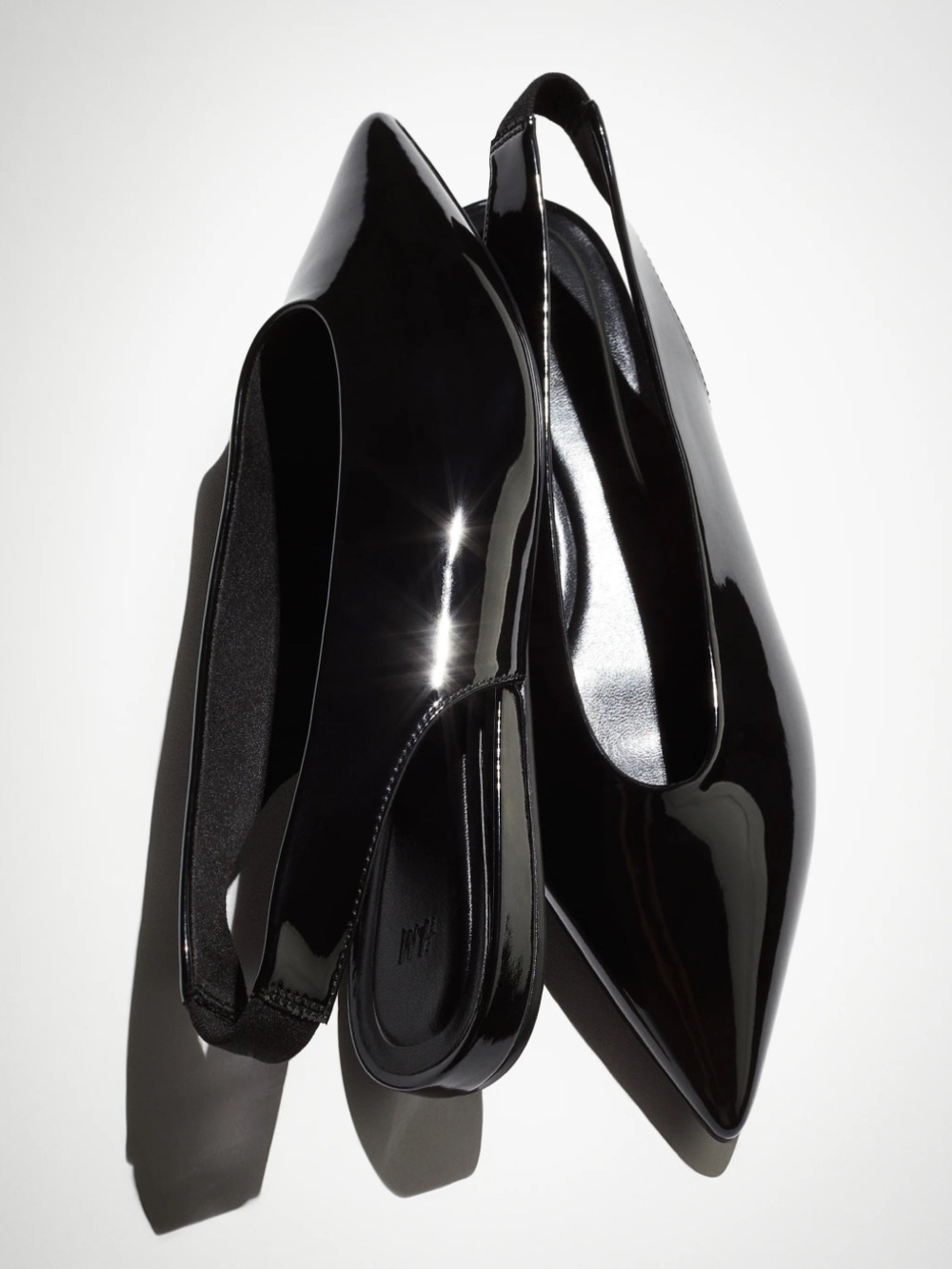 NWT H&M Black Patent Pointed Slingback flat pointed toe